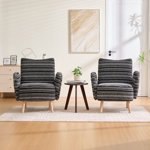 Fauteuil 81x77x87 Cm, Ergonomique, Assise Mousse Haute Densité, Tissu Bouclette Noir