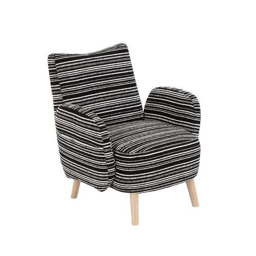 Fauteuil 81x77x87 Cm, Ergonomique, Assise Mousse Haute Densité, Tissu Bouclette Noir