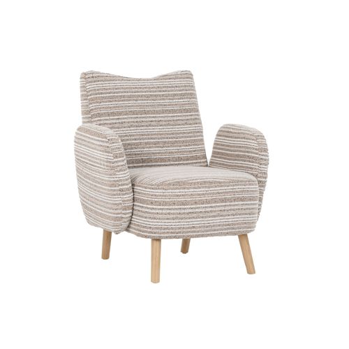 Fauteuil Moderne 81x77x87 Cm Avec Poche Latérale Et Pieds En Bois, Tissu Bouclette, Couleur Kaki