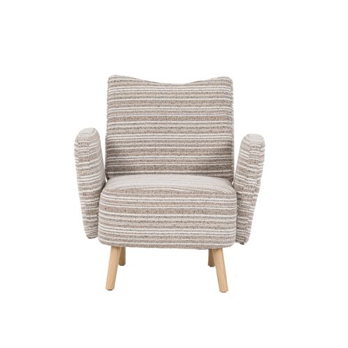 Fauteuil Moderne 81x77x87 Cm Avec Poche Latérale Et Pieds En Bois, Tissu Bouclette, Couleur Kaki