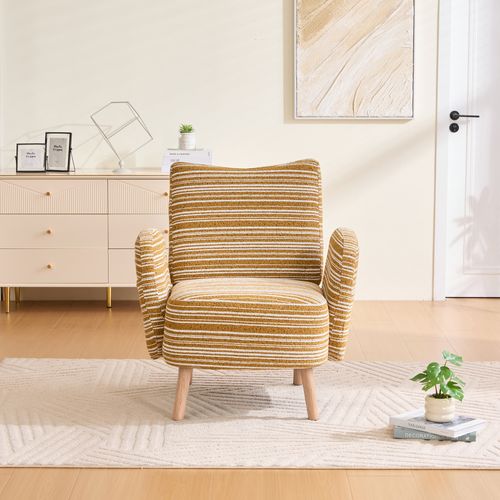 Fauteuil 81x77x87 Cm, Dossier Ergonomique, Tissu Bouclette, Couleur Jaune Moutarde