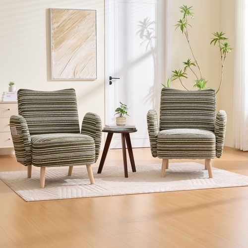 Fauteuil 81x77x87 Cm, Dossier Ergonomique Et Poche Latérale, Tissu Bouclette, Couleur Vert Olive