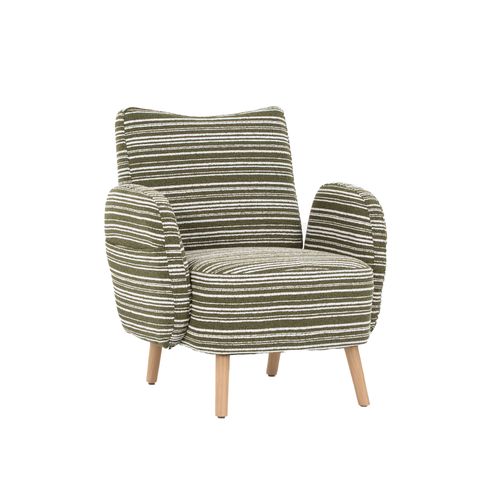 Fauteuil 81x77x87 Cm, Dossier Ergonomique Et Poche Latérale, Tissu Bouclette, Couleur Vert Olive