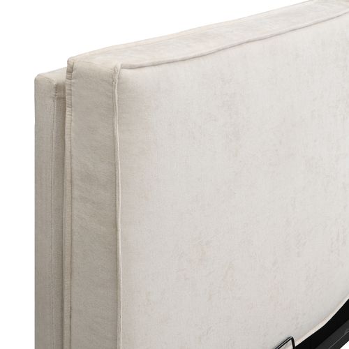 Lit Coffre Moderne 180x200 Cm Avec Rangements, Lit Double, Structure Stable, En Chenille Beige