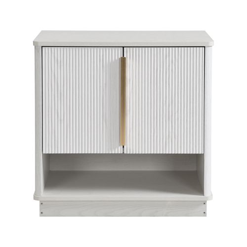 Meuble à Chaussures Moderne 60x40x61 Cm, 2 Portes, Niche Ouverte Avec Poignées Dorées, Mdf, Blanc