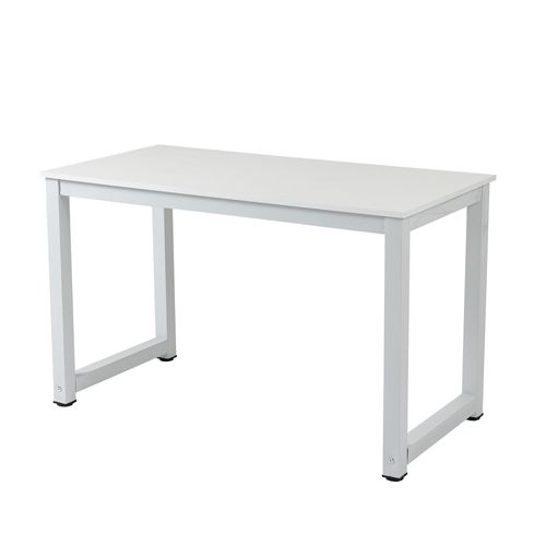 Bureau 120x60x74 Cm, Grande Surface Pratique, Finition Mdf Et Métal, Couleur Blanc, Design Moderne