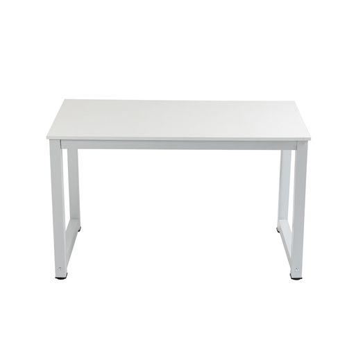 Bureau 120x60x74 Cm, Grande Surface Pratique, Finition Mdf Et Métal, Couleur Blanc, Design Moderne