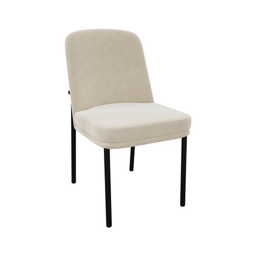 Lot De 2 Chaises De Salle à Manger 53x48x82 Cm, Assise Épaisse, Velours Beige, Structure Métal Noir