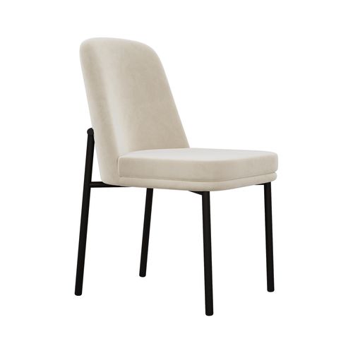 Lot De 2 Chaises De Salle à Manger 53x48x82 Cm, Assise Épaisse, Velours Beige, Structure Métal Noir