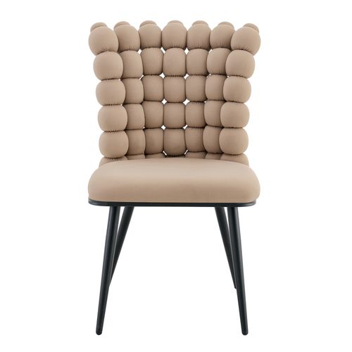 Lot De 2 Chaise De Salle à Manger 54x48x88cm, Élegance,  Velours Camel, Pieds Métal Noir