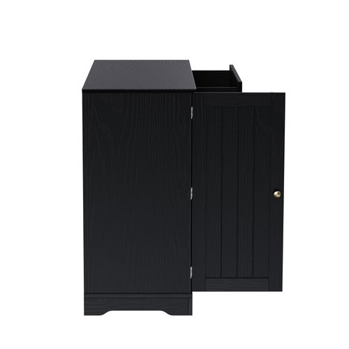 Desserte Moderne 107x40x84 Cm à 3 Portes Et Rangements, 1 Tiroir, Porte-bouteilles, Mdf, Noir