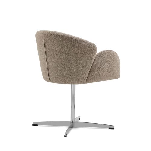 Chaise Pivotante 360 Degrés, Assise 49.5 Cm, Confort Ergonomique, Tissu, Métal, Brun+argenté