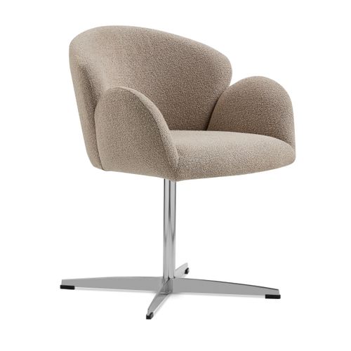 Chaise Pivotante 360 Degrés, Assise 49.5 Cm, Confort Ergonomique, Tissu, Métal, Brun+argenté