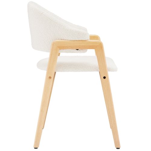 Lot De 6 Chaises 57,5x54,5x82,5 Cm, Dossier Courbé Ergonomique, Assise Blanc, Pieds En Bois