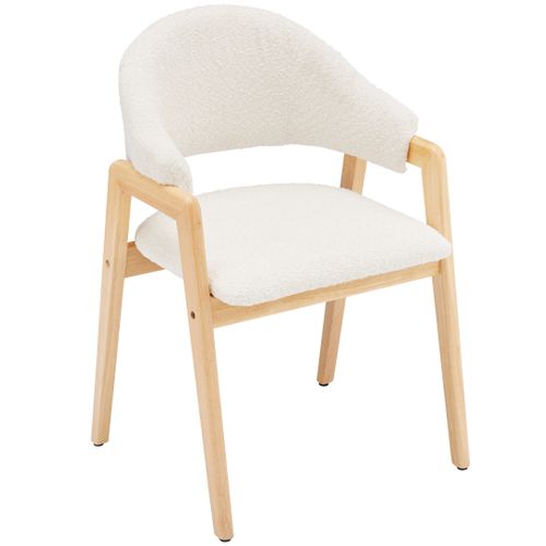 Lot De 6 Chaises 57,5x54,5x82,5 Cm, Dossier Courbé Ergonomique, Assise Blanc, Pieds En Bois
