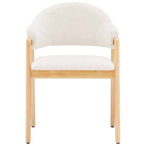 Lot De 6 Chaises 57,5x54,5x82,5 Cm, Dossier Courbé Ergonomique, Assise Blanc, Pieds En Bois