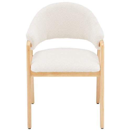 Lot De 6 Chaises 57,5x54,5x82,5 Cm, Dossier Courbé Ergonomique, Assise Blanc, Pieds En Bois