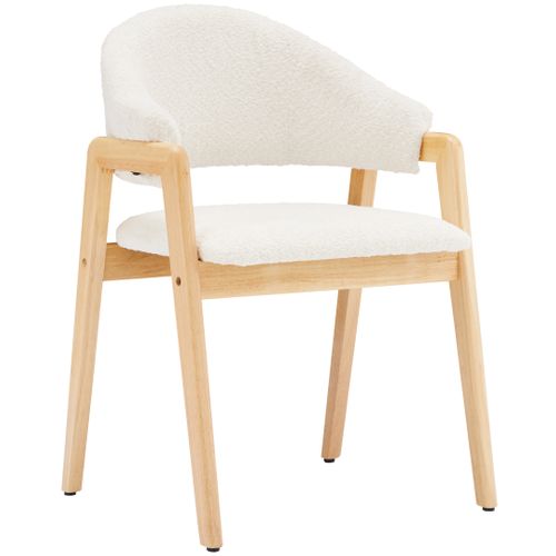 Lot De 4 Chaise 57,5 X 54,5 X 82,5 Cm, Dossier Courbé Ergonomique, Assise, Pieds Bois, Blanc+bois