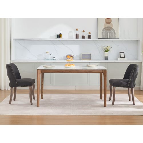 Lot De 2 Chaises De Salle à Manger, Dossier Ajoure, Tissu Chenille, Pieds Bois, Noir