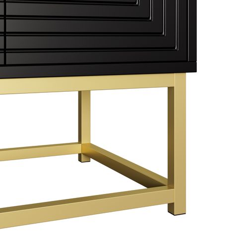 Buffet 160x38x75.5 Cm, 3 Portes Doubles Avec Grand Rangement, Panneau De Particules, Noir+doré