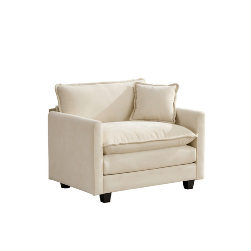 Canapé Modulaire 1 Place 108x75x84 Cm, Assise Double Couche Confortable, Tissu Chenille, Beige