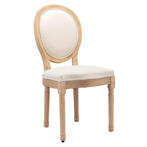 Lot De 2 Chaises De Salle à Manger 59,5x49x95 Cm, Style Français Ancien, Cadre En Bois, Lin Beige