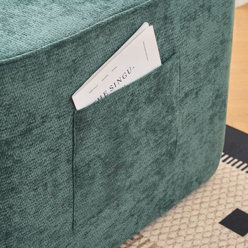 Chaiselongue 144x112x65 Cm, Sans Assemblage, En Tissu Chenille, Couleur Vert