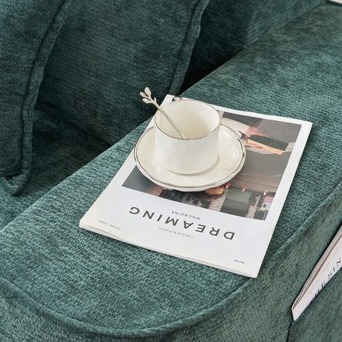 Canapé 2 Places, Prêt à L'emploi Sans Montage, Assise Moelleuse Avec Poches, Tissu Chenille, Vert