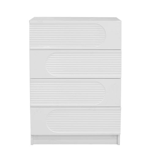 Commode à 4 Tiroirs Moderne 60 X 38,5 X 85 Cm, Style Simple, Mdf Et Panneau De Particules, Blanc