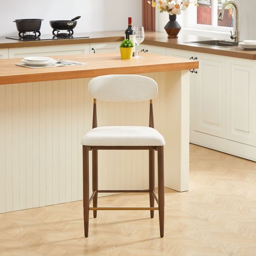 Lot De 2 Chaises Salle à Manger, 51x50x94cm, Design Rétro Champêtre, Tissu, Couleur Beige+brun+doré