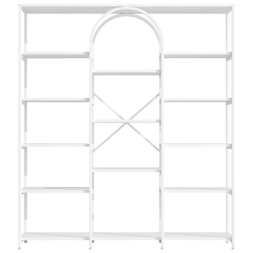 Étagère 160x30x180 Cm, Design Moderne Avec Arche, Structure Métal Et Panneaux Mdf, Blanche