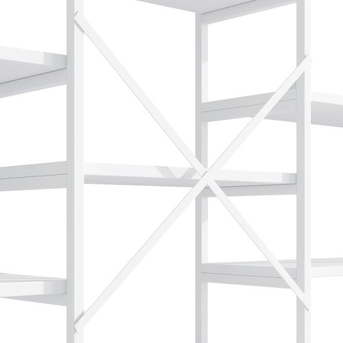 Étagère 160x30x180 Cm, Design Moderne Avec Arche, Structure Métal Et Panneaux Mdf, Blanche