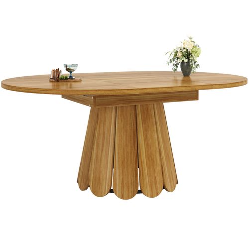 Table à Manger Extensible 118-158x118x76 Cm, Plateau Convertible, Mdf Et Métal, Brun