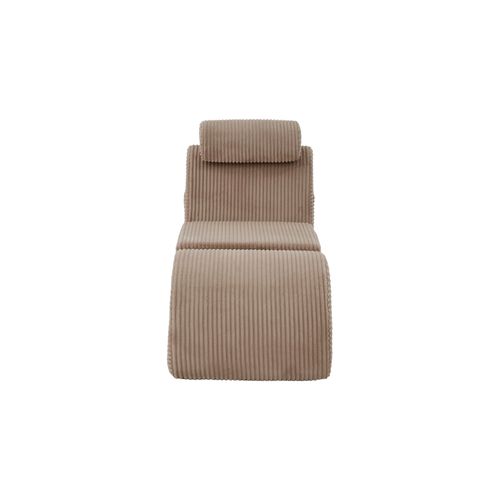 Fauteuil 160x66x90 Cm, Ergonomique Avec Poche Latérale Et Coussin Amovible, Velours Côtelé, Kaki