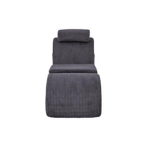 Fauteuil 160x66x90 Cm, Ergonomique Avec Coussin Amovible, Poche Latérale, Velours Côtelé, Gris Foncé