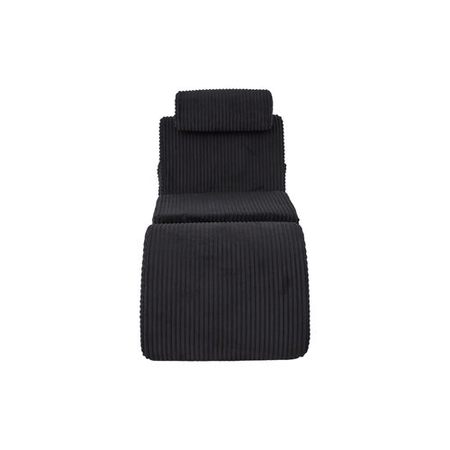 Fauteuil 160x66x90 Cm, Ergonomique Avec Coussin Amovible, Revêtement En Velours Côtelé, Noir