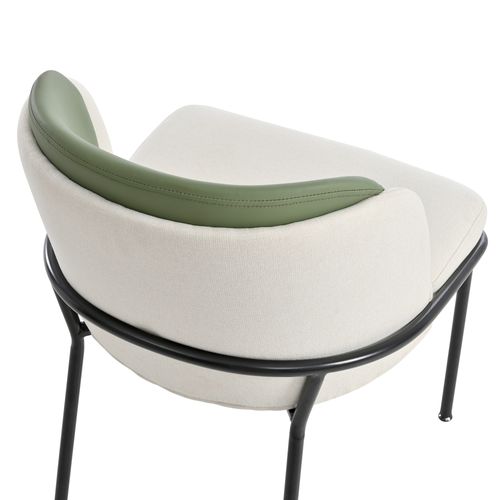 Lot De 4 Chaises Repas 55x55x85 Cm, Pieds Réglables Antidérapants, Bois Et Métal, Beige Et Vert