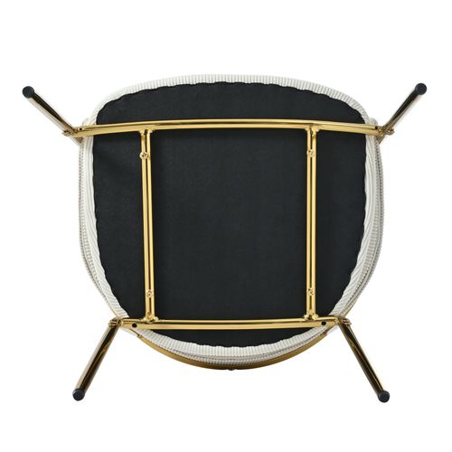 Lot De 2 Chaises 55x55x80cm, Dossier Ergonomique, Métal, Bois, Velours Côtelé, Beige+doré