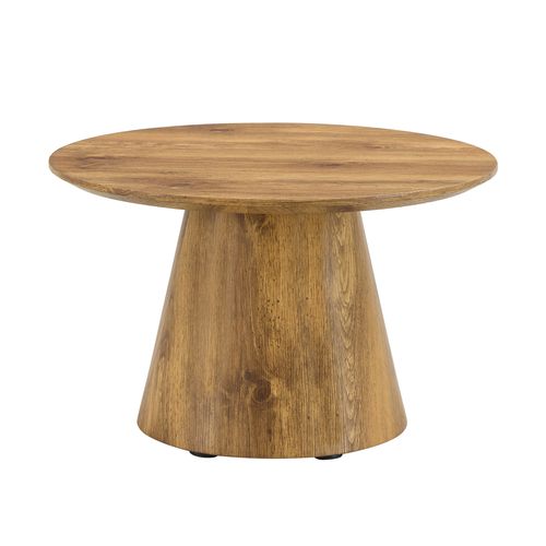 Table Basse Ronde 60 Cm, Hauteur 35 Cm, Décor Bois Haute Résolution, Mdf, Couleur Bois