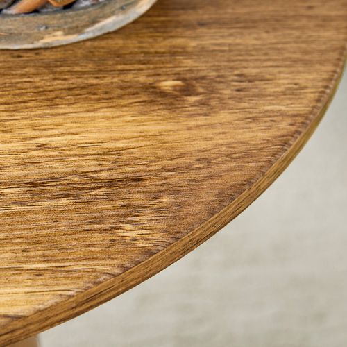 Table Basse Ronde 60 Cm, Hauteur 35 Cm, Décor Bois Haute Résolution, Mdf, Couleur Bois