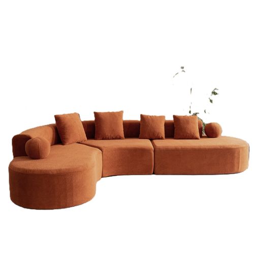 Canapé D'angle Compressé 327x215x80 Cm, Chenille, Orange