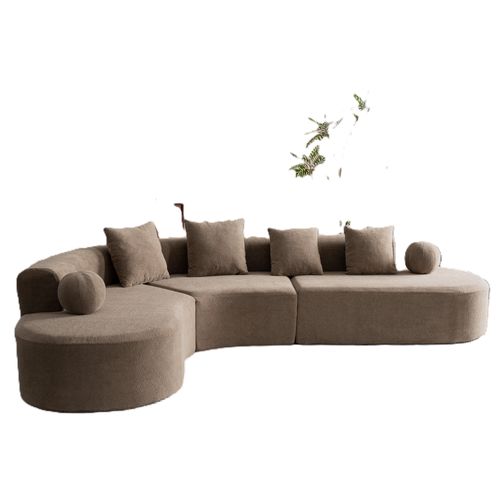 Canapé D'angle 327x215x80 Cm, Grand Format Pour Plus De 5 Personnes, Chenille, Mousse, Brun