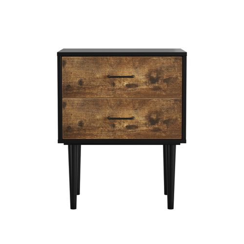 Chevet 50.8x38.1x63.95 Cm, 2 Tiroirs, Style Rétro, Mdf, Couleur Noir Et Brun