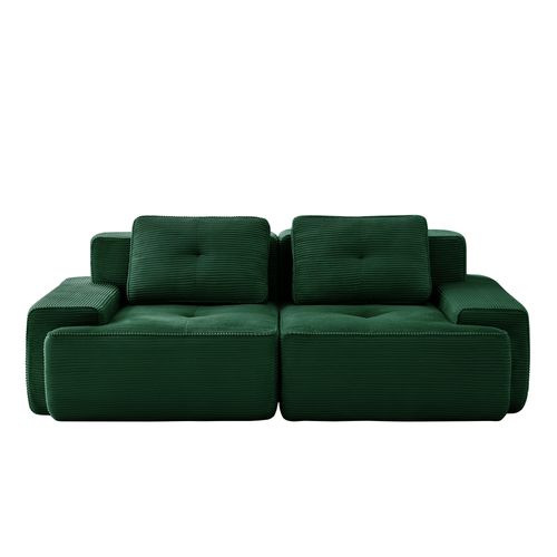 Canapé Modulaire 2 Places 204x104x69cm, Assise Profonde 74 Cm Confort Nuage, Velours Côtelé, Vert