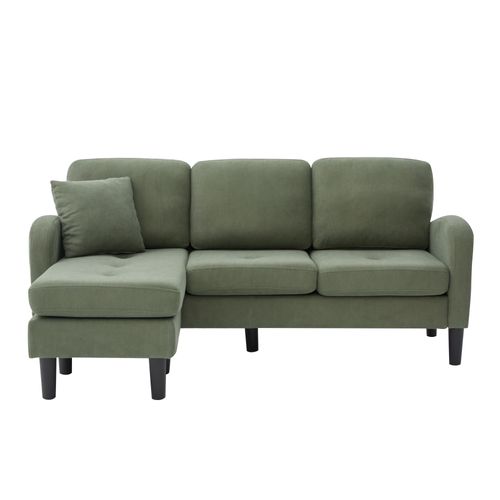 Canapé D'angle L 166x118x77 Cm, Modulable Chaise Longue, Velours Côtelé, Mousse, Couleur Verte