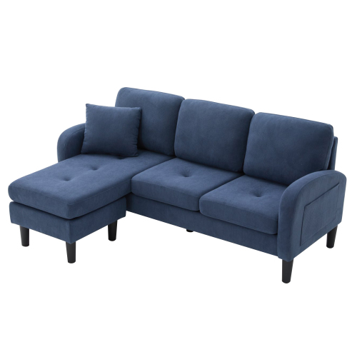 Canapé D'angle 166x118x77 Cm, Modulable Réversible, Dossier Doux, Tissu Velours Côtelé, Bleu