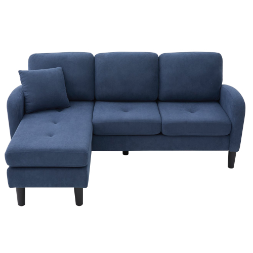 Canapé D'angle 166x118x77 Cm, Modulable Réversible, Dossier Doux, Tissu Velours Côtelé, Bleu