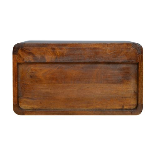 Table De Chevet Suspendue, 2 Tiroirs, Design Courbé, Bois Massif De Manguier, Coloris Brun