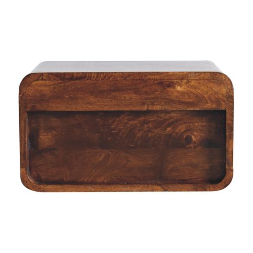 Table De Chevet Suspendue 45x32x25 Cm, 1 Tiroir Et Niche, Bois Massif, Marron Châtaigne