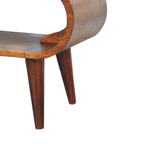 Table Basse 90x35x40 Cm, Rangement Ouvert, Design Artisanal, Bois De Manguier, Brun Foncé